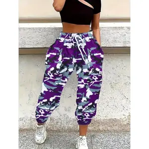 Women'S-Waisted Camo Joggers - Stylish & Comfortable Elastic Waistband Sweatpants with Pockets, Perfect//Fall Casual Wear, Relaxed Fit Joggers|   Highwaisted Pants|   Drawstring Closure used with raincoat