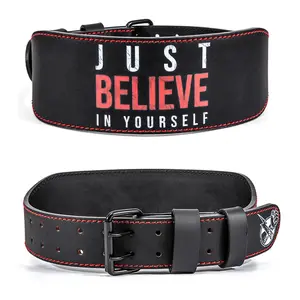 1pc Weightlifting Fitness Belt with Just Believe Yourself- Adjustable Back Support, Suitable for Deep Squat Hard Pull Bodybuilding Training
