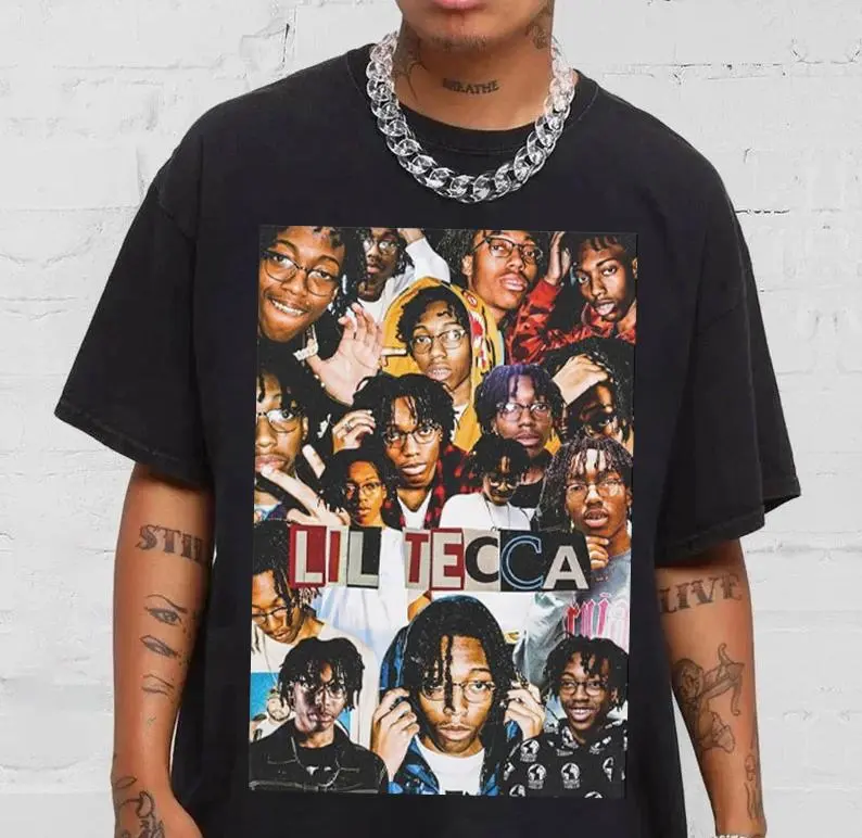 Women's Cotton Casual Round Neck Short-Sleeve Lil Tecca 500lbs Vintage Graphic Print T-Shirt, Rap Music Fan Gift Tee T080752