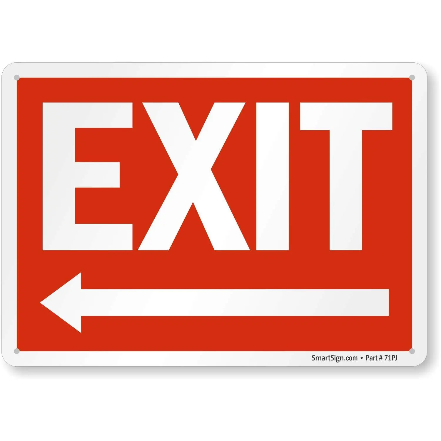 "Exit" Sign with Left Arrow, 10"x14" Plastic, Outdoor Wall Sign with Mounting Holes for Easy Installation