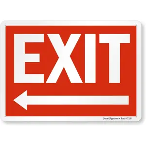 "Exit" Sign with Left Arrow by | 10" x 14" Plastic