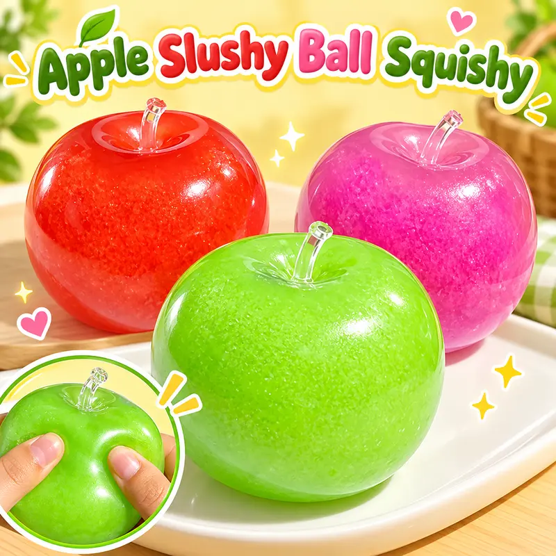 1pc-Apple Slushy Ball Squishy, Soft Squeeze Sensory Fidget Toy, Stress Relief Toy for Teens & Adults, Fun Desk Toy, Birthday Gift