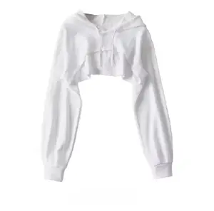 Y2K Street Vibe Crop Hoodie for Young Girls Personality Irregular Ultra Short Style Long Sleeve Top Soft Comfortable for Autumn Spring