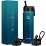 HydroPal Stainless Steel Flask - 25oz Portable Insulated Wide-Mouth Water Bottle, Powder-Coated Airtight Vacuum Flask for Hot & Cold Drinks, 500-1000ml Compatible, 2 Lids (Straw & Spout) for Active Lifestyle