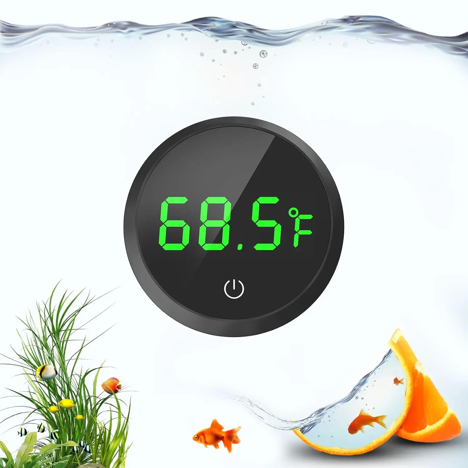 Fish Tank Thermometer Aquarium Thermometer Wireless Touch Stick Digital Aquarium Thermometer LED Display ±1°F for Monitoring The Fish Tank Aquarium Temperature Accessories (Black)
