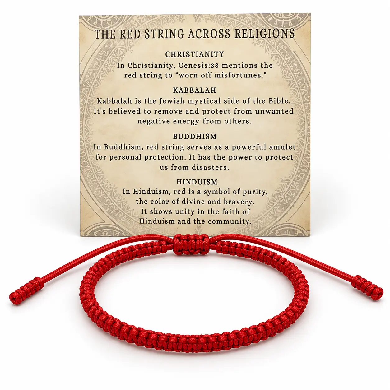 Handcrafted Red Cord Bracelet - Adjustable 6-9.5 in Kabbalah Style Vajra Knot, Fate String Protection Amulet, Good Luck & Peace Gift Item for Women (Red Cord Bracelets & Bangles)