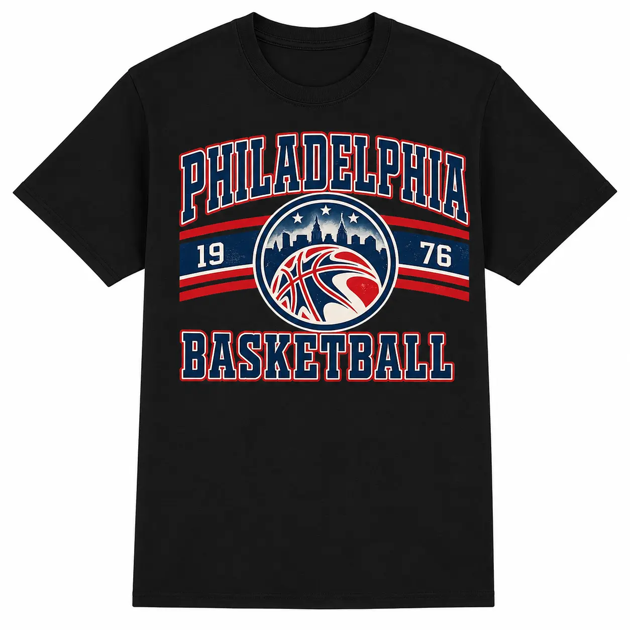 Philadelphia Basketball Graphic T-Shirt | Vintage Sports Fan Tee | Red Blue Varsity Basketball Shirt | Matching Couple Game Day Outfit