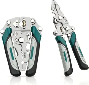 10-in-1 Foldable Wire Stripper Crimper Pliers, Multifunctional Electrical Cable Cutter Wire Twister Splitter Tool, Heavy Duty Electrician Hand Tool, Perfect Father's Day Gift for Dad Workshop DIY