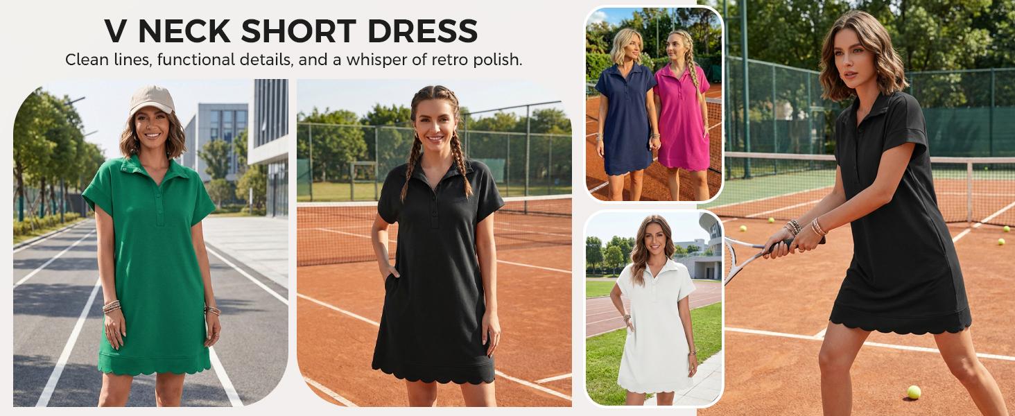 Fisoew Sports Womens Summer T Shirt Mini Dress Short Sleeve Collared V Neck Button Loose Active Dresses with Pockets Casual Wear Womenswear Fisoew Sports Womens Summer T Shirt Mini Dress Short Sleeve Collared V Neck Button Loose Active Dresses with Pockets Casual Wear Womenswear