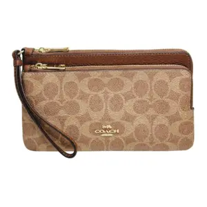 COACH Embroidered Logo PVC Clutch for Women in Brown