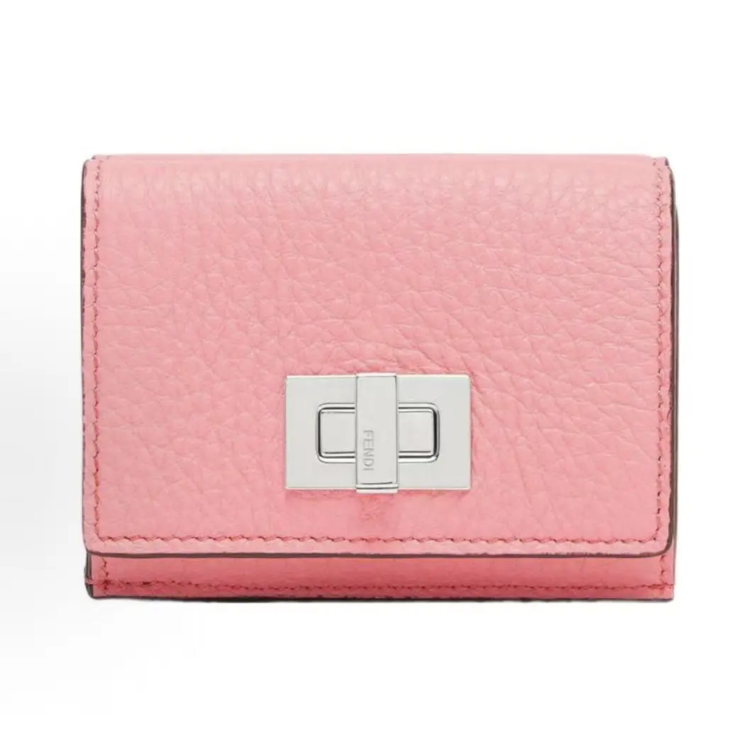 Pre-owned FENDI Calfskin Wallet Peekaboo Micro Pink CPU0620