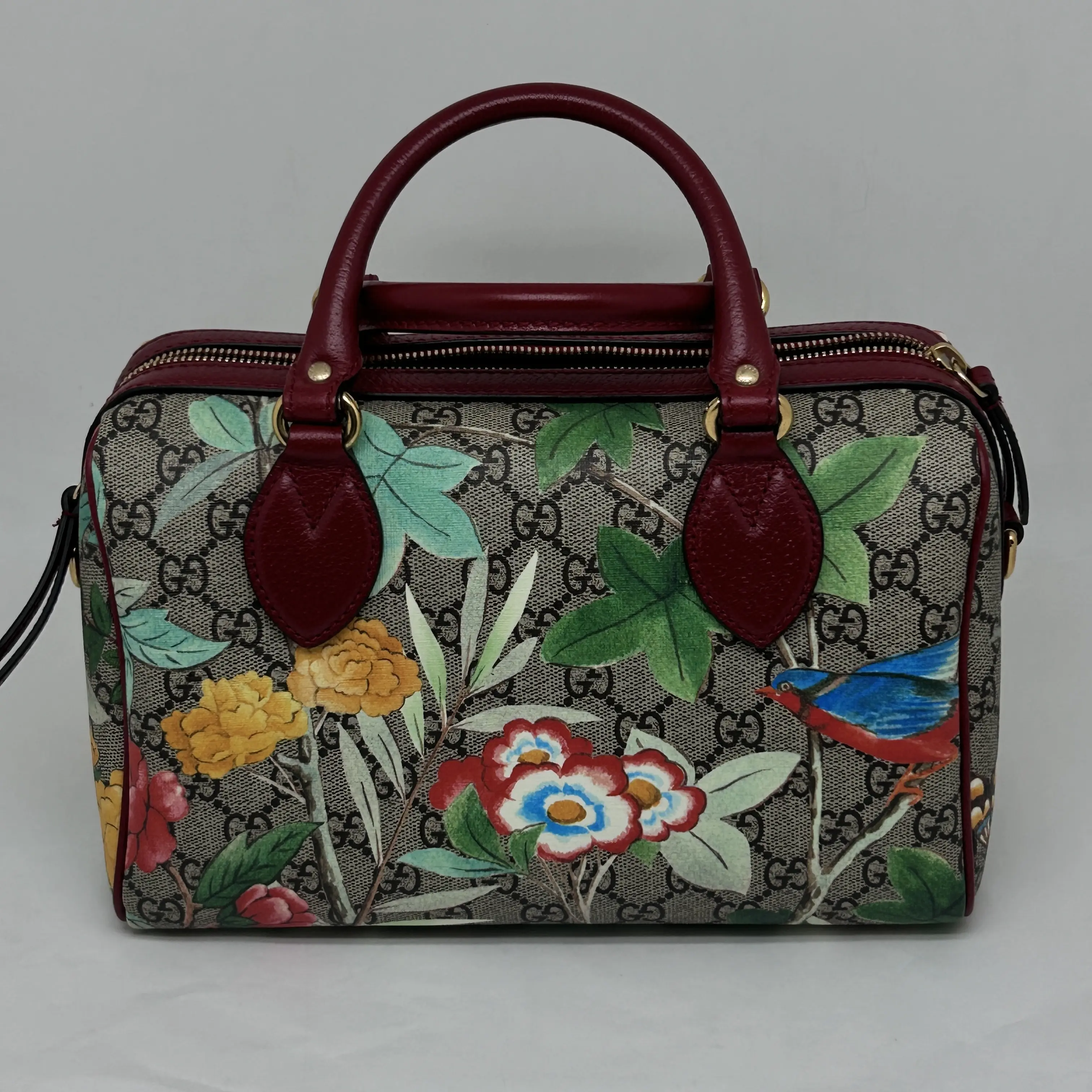 Pre-owned GUCCI GG Supreme Monogram Tian Small Boston Bag