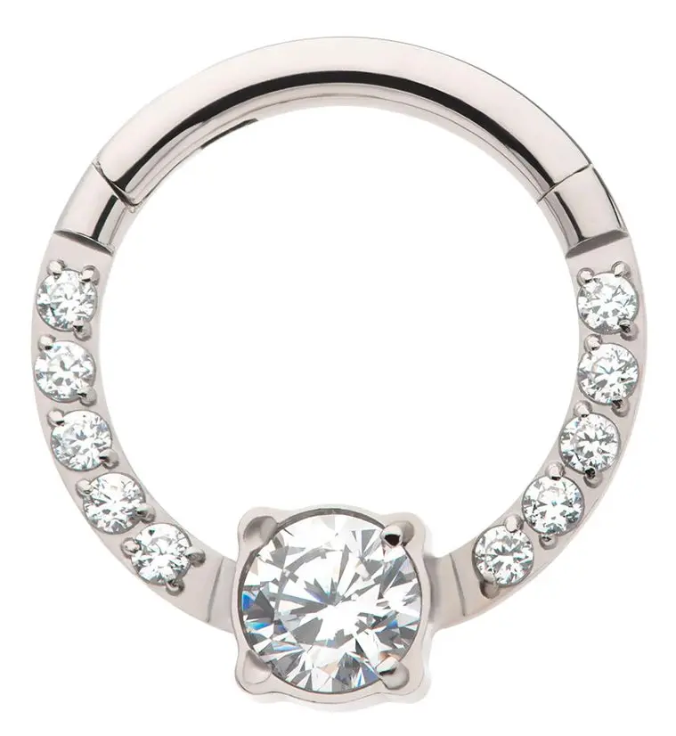 Orb Row CZ Titanium Hinged Segment Ring