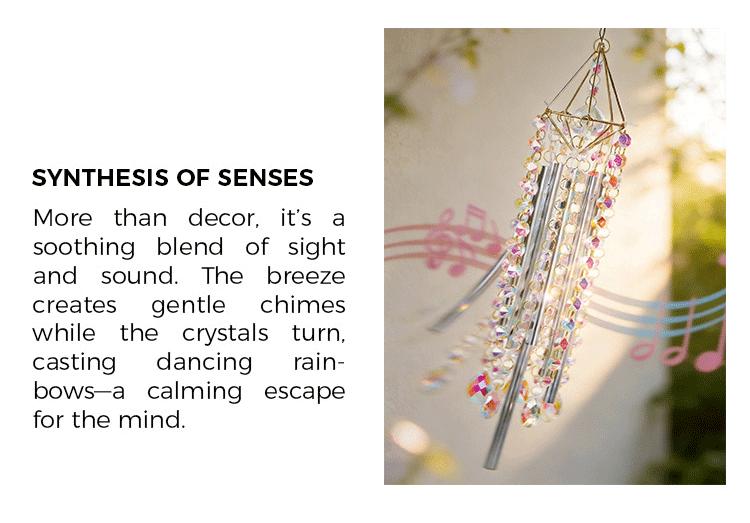 Crystal Wind Chimes - Glass Wind Chimes for Outside, Outdoor Crystal Suncatcher with 6 Tuned Tubes,  Hanging Prism Rainbow Maker Chandelier Home Decor Gift garden patio outdoor window wall art great gardening unique large memorial wind chime