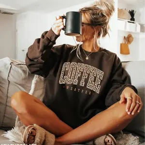 Coffee Weather Sweatshirt, Leopard Print Sweatshirt, Fall Sweatshirt for Women, Coffee Lover Sweatshirt