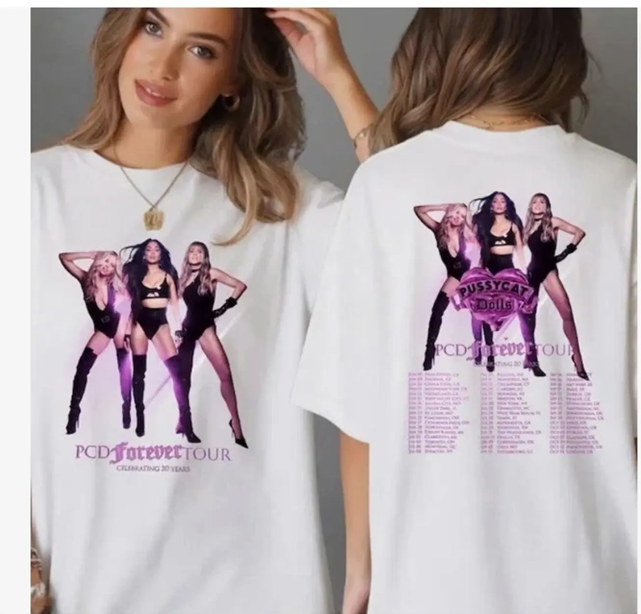 Unisex Graphic The Pussycat D@lls T-Shirt, PCD Forever 26 2Sided T-Shirt D5K