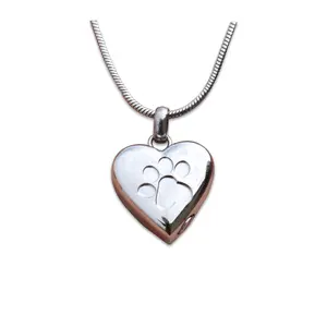 Personalized Pet Cremation Necklace Urn | Dog Cremation Urn | Cat Memorial Gift | Sympathy Gift for Pets | Heart Shaped Pendant with Pawprint