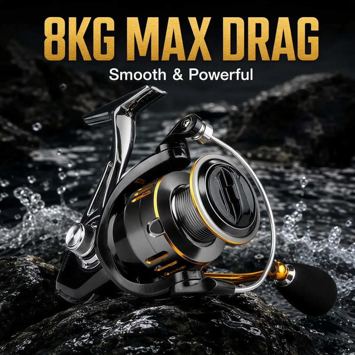 Spinning Fishing Reel, 8KG Max Drag, Smooth & Powerful Performance for Enhanced Fishing Control