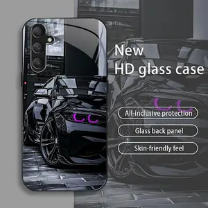 Black Racing drop-resistant glass phone case suitable for [Galaxy S23 Fe] protective film full cover protective glass back panel skin-friendly feel 995