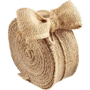 Natural Burlap Ribbons (2" Wide, 10 Yards)-No Wire, 100% Jute-DIY Art & Craft & Projects, Gift Wrapping, Bows, Indoor/Outdoor Decoration, Gift Basket