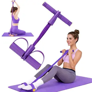4-Tube Pedal Resistance Band Multifunction Tension Rope Elastic Yoga Pedal Puller Body Stretching Trainer Home Gym Workout Equipment