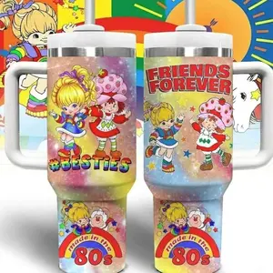 Strawberry Shortcake And Rainbow Brite Cartoon Custom Cup 40 oz 20 oz Tumbler With Handle