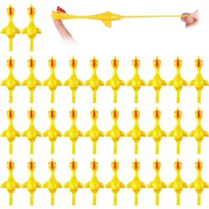 32 Pieces Sling Shot Chicken Catapult Toy, Flying Stretchy Chicken Toy for Fun Christmas Easter Party Activities for Teens(Yellow)
