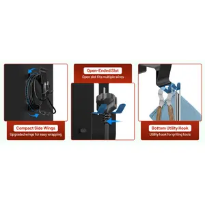 All-Metal Magnetic Power Cord  with Strong Magnet,  Cable Holder for Most Wood Pellet Grill Smoker with Open Plug Slot & Hook, Suit for Traeger Grill Accessories, BBQ Accessories Organizer