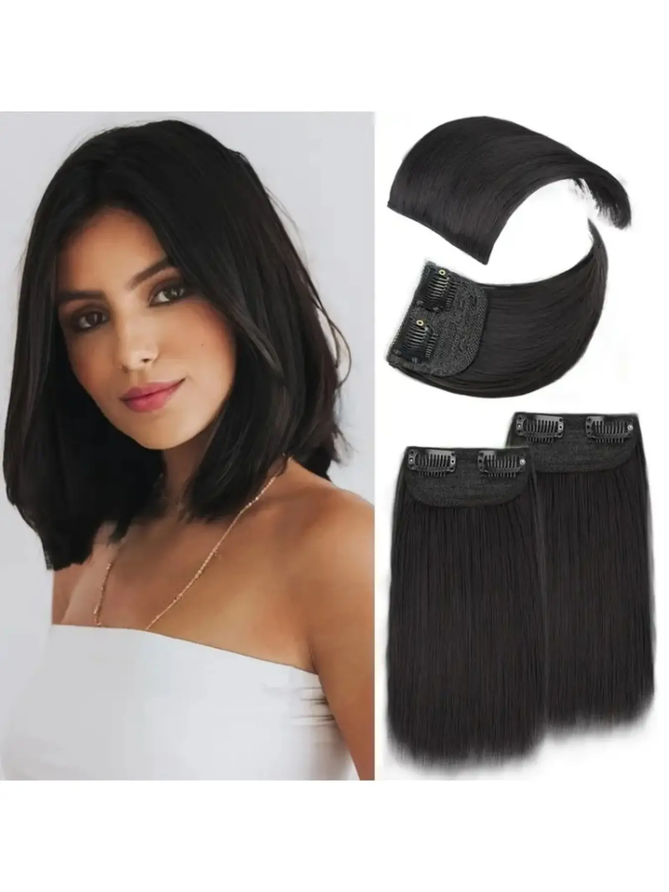 Clip-In Premium Human Hair Topper for Thinning Hair, Volume Looking Short Hairpiece, Clip-On Extensions, Easy Application, No Ca Prop 65 Re, Invisible Hair Toppers, Human Hair Pieces