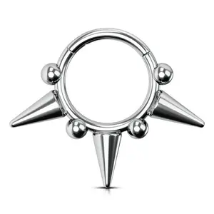 Oufer Titanium 16G Triple Spikes Clicker Septum Ring