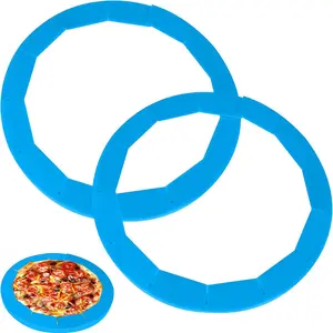 2 Pack Adjustable Pie Crust Shield Silicone Protectors - Bake Crust Protector Cover - Fit 8-11.4 Inch Pies (Blue) WYMECT