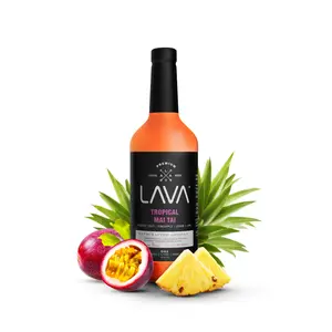 LAVA Premium Mai Tai Mix made with Passion Fruit, Pineapple, and Citrus. No Artificial Sweeteners. 1-Liter Beverage