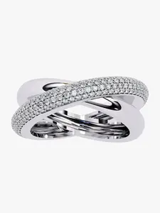 Double Interlocking Zircon Ring, Symbolic Design, Symbol of Love Friendship Loyalty, Ideal for Daily Wear & Gifting on Celebrations