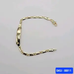 Bracelet for Babies & Small Kids Chain 6 Inches 5mm Plate 3mm Laminated Gold No Engraving Comfortable Fit Daily Wear Jewelry