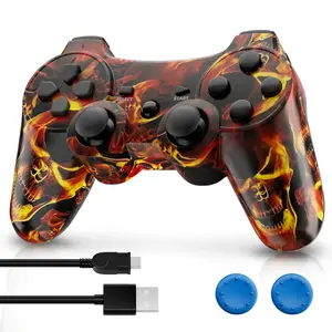 Wireless Game Controller For PS3/PC/Laptop, Wired for PS2, With Double Vibration, Six Axis Gyroscope, Motion sensing, Upgrade Gamepad, P3 Fire