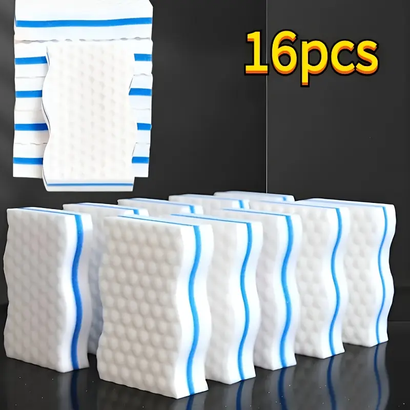 16 Packs of Magic Cleaning Sponges: Meramiin Eraser Sponges for Kitchens, Bathrooms, Floors And Windows- Durable, Multi-Purpose Sponge Material