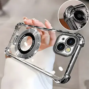 Suitable for [iPhone 14] high-end phone case, Electroplated Luxury Clear Phone Case with Ring Stand Holder 4-Corner Shockproof Camera Protective Cover 952