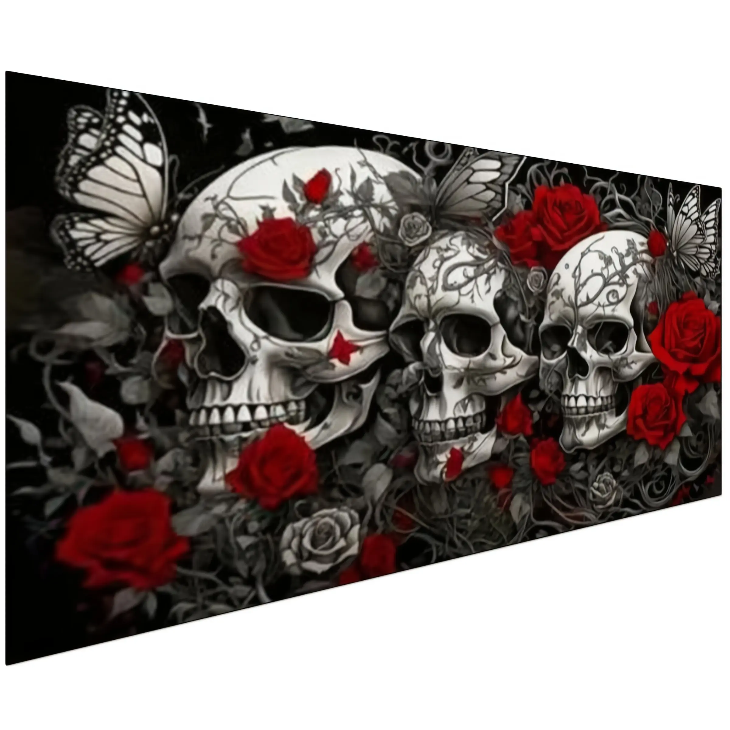 Large Size Skull Diamond Art Kits For Adults, Gothic Rose Diamond Painting Kits, Full Round Diamond Mosiac Kits, Diy Handicrafts, 5D Gem Art And Crafts For Halloween Decor, 32X16 Inch