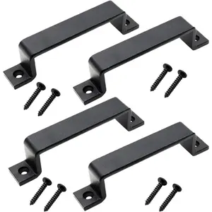 4 Pcs 7.3" Heavy Duty Rustic Black Sliding Barn Door Pull Handles Hardware for Garages Closet Sheds Drawer Doors Gates