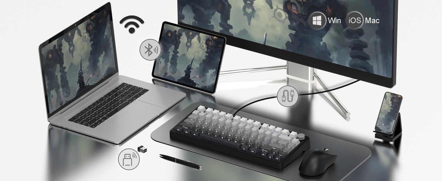 ATTACK SHARK X85 Gasket Mechanical Keyboard 75% Wireless Gaming with Knob 5-Layer Padding PBT Keycaps BT5.1/2.4Ghz/USB-C Hot-Swap Linear Switch RGB NKRO for PC MAC ATTACK SHARK X85 Gasket Mechanical Keyboard 75% Wireless Gaming with Knob 5-Layer Padding PBT Keycaps BT5.1/2.4Ghz/USB-C Hot-Swap Linear Switch RGB NKRO for PC MAC