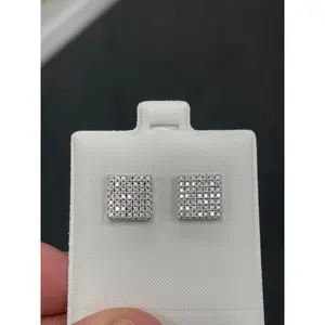 Moissanite box pave earrings