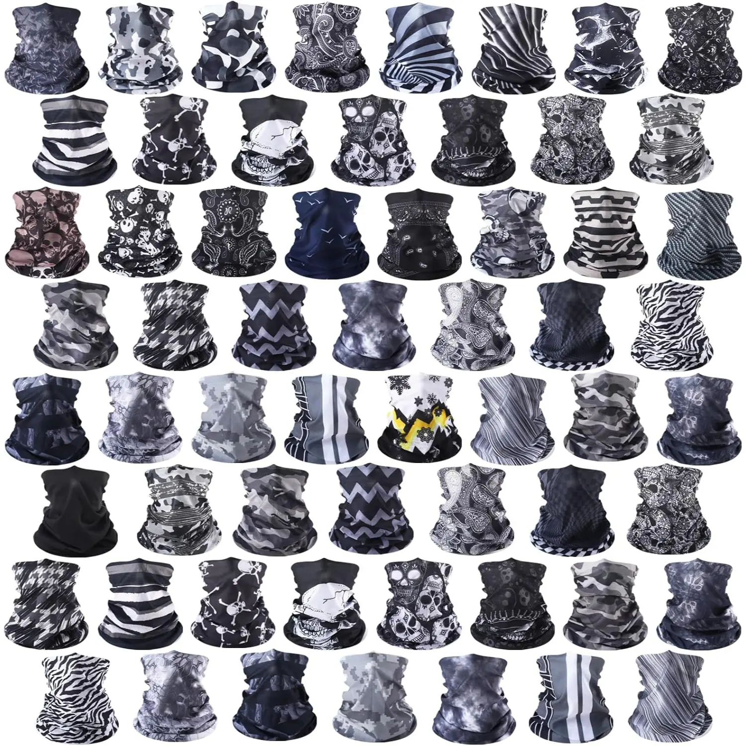 60 Pack Neck Gaiters Bulk for Men and Women Balaclava Face Masks Seamless Headwear Bandanas UV Protection Neck Scarves