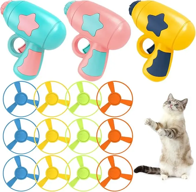 15pcs Upgraded Flying Disc Dog & Cat Toy with Fe-Tch Tracking System - Durable Plastic Discs Suitable for Training, Fetch, Retrieval - Interactive for Chasing for All Breeds of Cats and Small Dogs ( for /Outdoor Play) fidget tok new laser fly digi Summerv