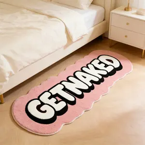 1 PCS Creative "GET NAKED" Rug for the Bedroom Bedside，Creative Long Rug for Bedroom Bedside, Soft Comfortable Plush Mat, Washable &, Ideal for Living Room Bathroom