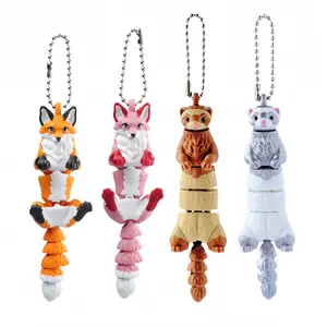 Exquisite 3D-Printed Decorative Models Set of 4 Featuring Pink Orange Foxes Silver Ferrets and Brown Ferrets Perfect for Christmas and Halloween Gifts