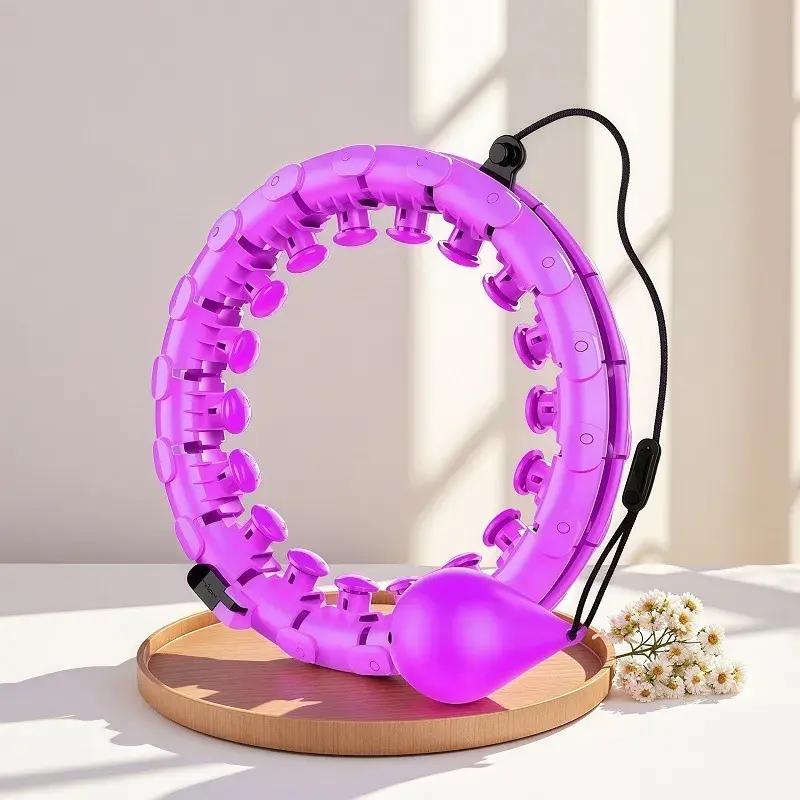 Fitness Exercise Hoop Adjustable Workout Hoop for Home Exercise (Grapefruit pink) style (24 knots)
