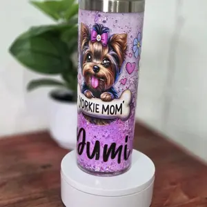 Glitter Lava Effect Snow Glove Tumbler, Double-Walled Drinkware with Floating Glitter in Liquid Interior