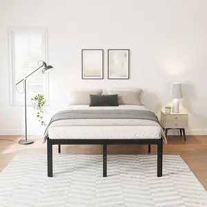 Aardhen 18-Inch Full-Size Metal Bed Frame - No Box Spring Required, High Under-Bed Storage Clearance, Easy Assembly, Sturdy Construction, Sleek Design