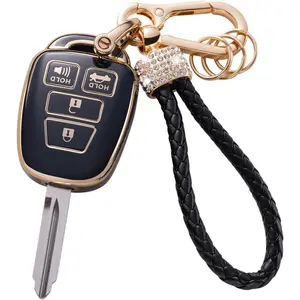 for Toyota Key Fob Cover with Lanyard, Car Key Case Protection for Corolla 2014 2015 2016 2017 2018 2019 Camry 2014-2017 Tacoma 2016-2018 Smart Key Holder