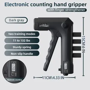 Hand Grips 2-in-1 Adjustable Smart Hand Grip Strengthener with Finger Trainer, Digital Counter, Resistance Range 5kg to 60kg